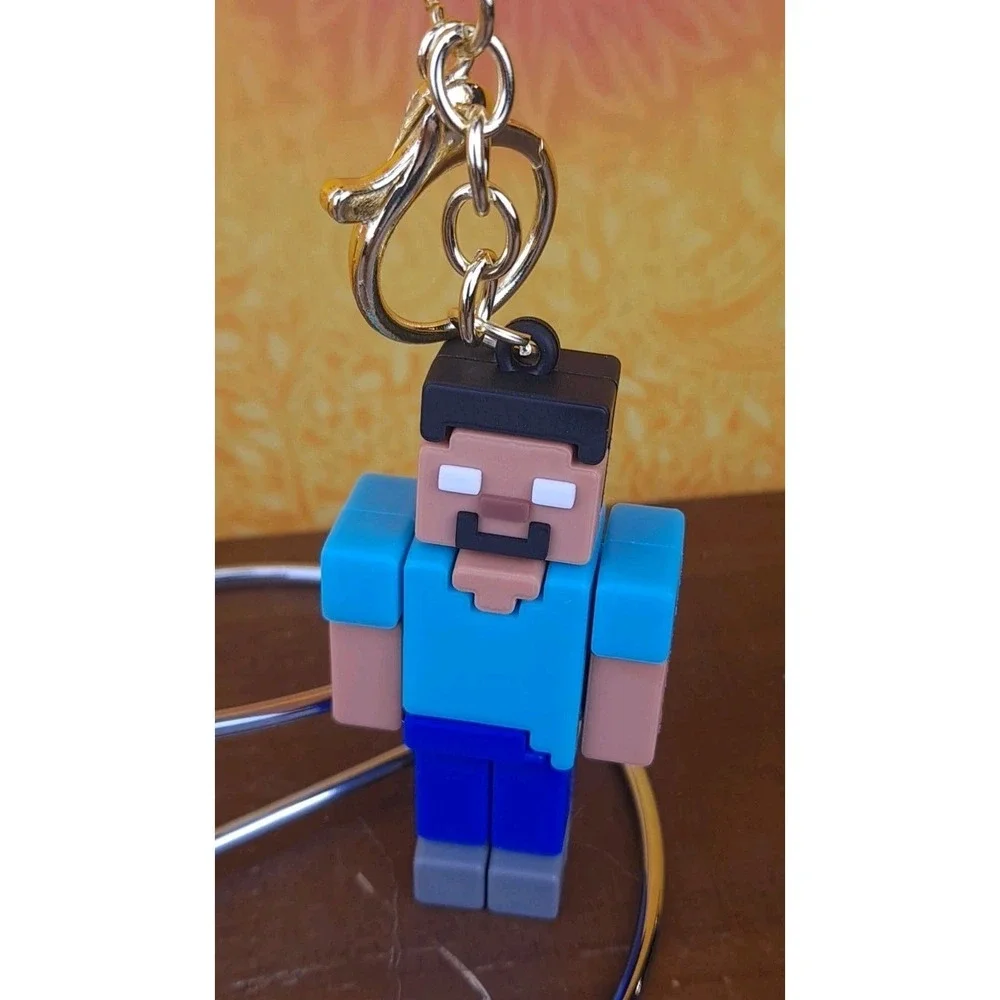 Steve‎ 3D PVC Minecraft Figure Keychain Backpack Wristlet